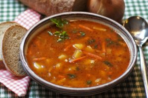 A photo of a bowl of soup